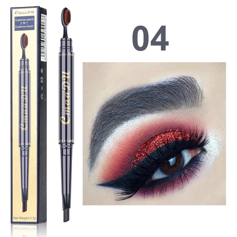 Double Eyebrow Pen with Brush Toothbrush Head Eyebrow waterproof Long Lasting Makeup