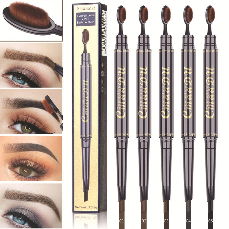 Double Eyebrow Pen with Brush Toothbrush Head Eyebrow waterproof Long Lasting Makeup