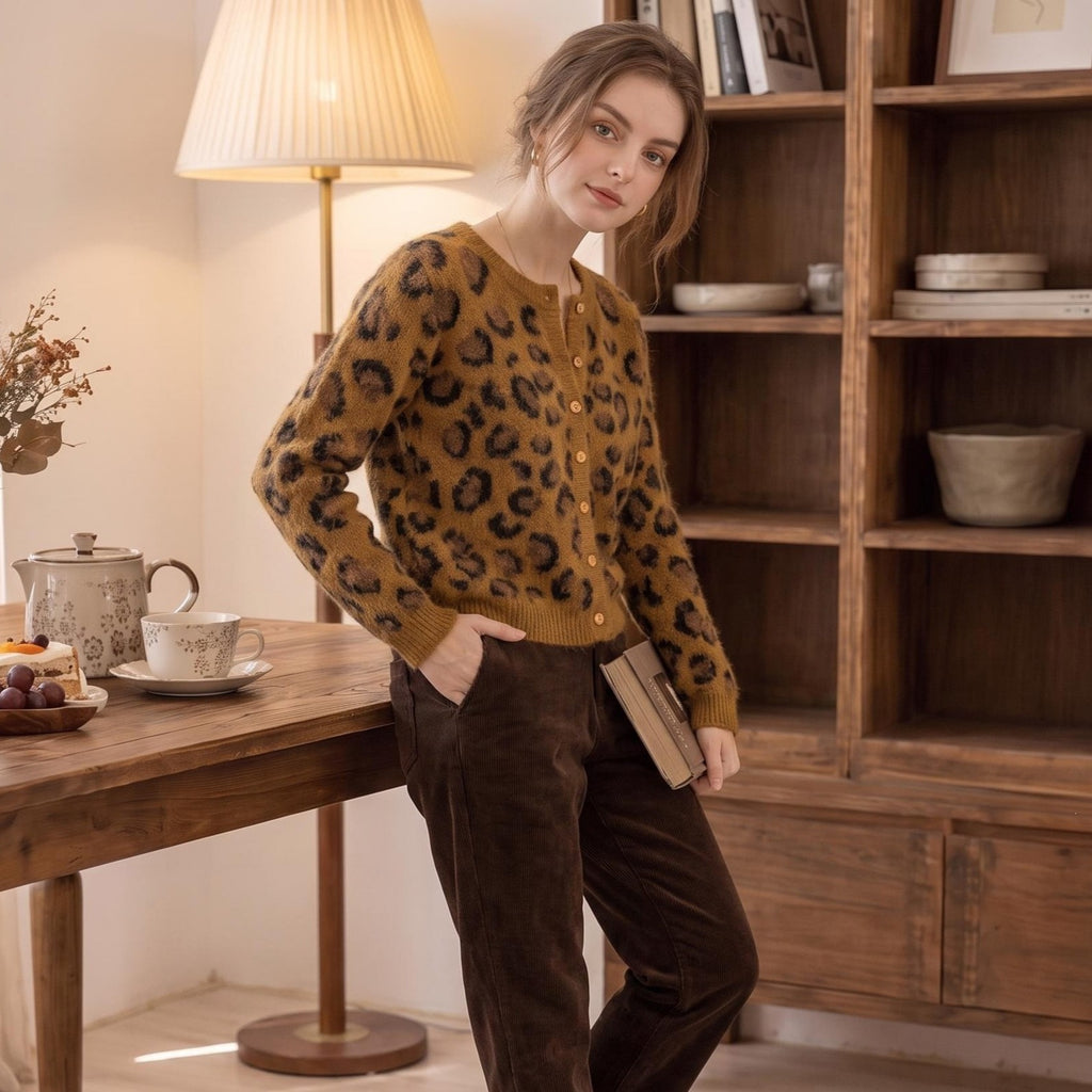 Leopard Print V-Neck Sweater | Women