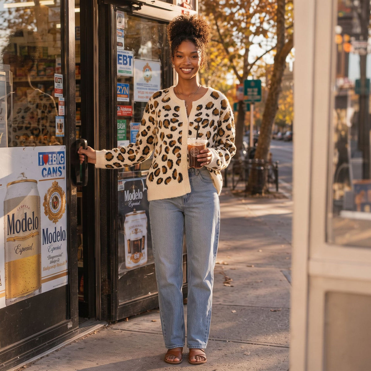 Leopard Print V-Neck Sweater | Women