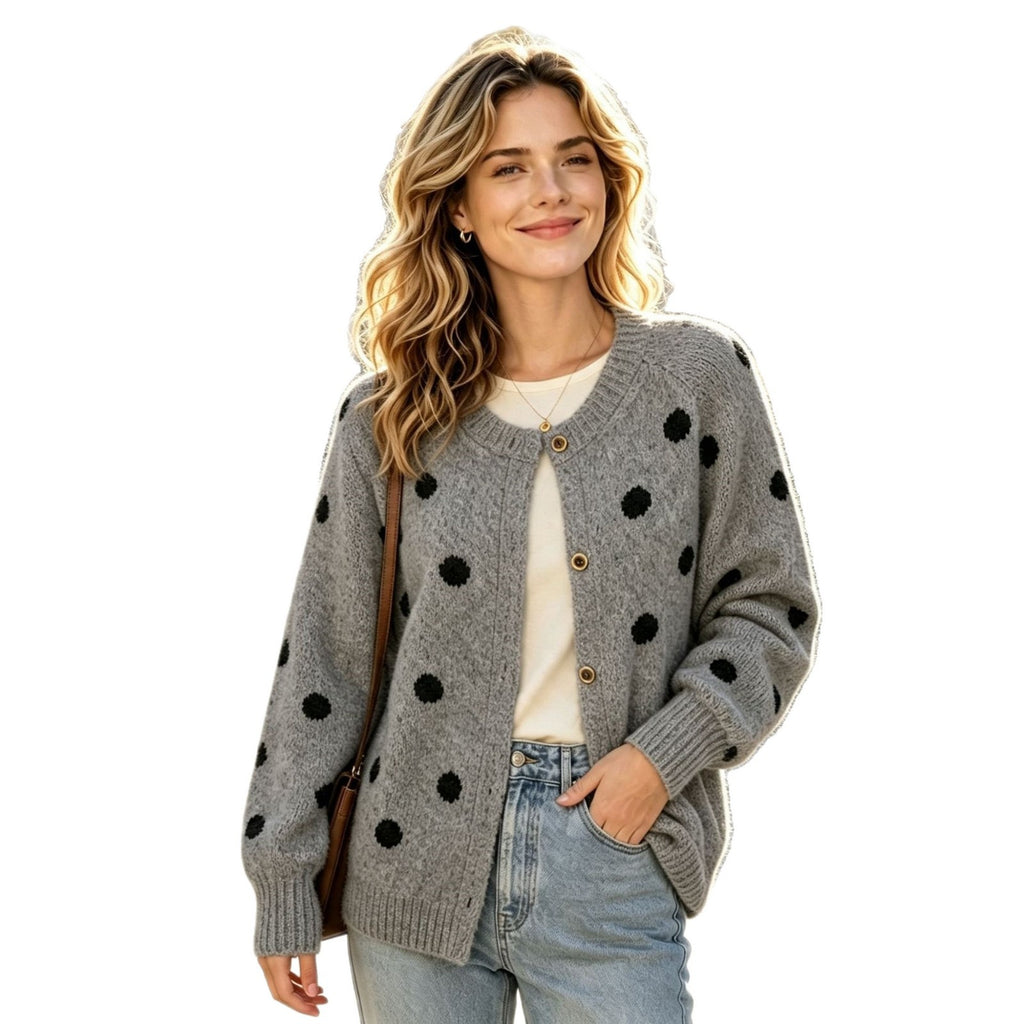 Polka Dot Round Neck Sweater | Women