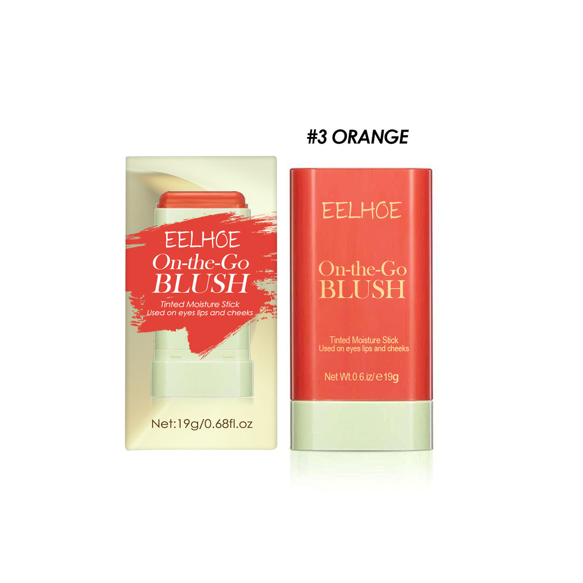 EELHOE Blush Stick Lightweight Natural Nude Makeup Brightening And Contorting Three-Dimensional Highlight Delicate Waterproof Multi-Functional Blush Stick