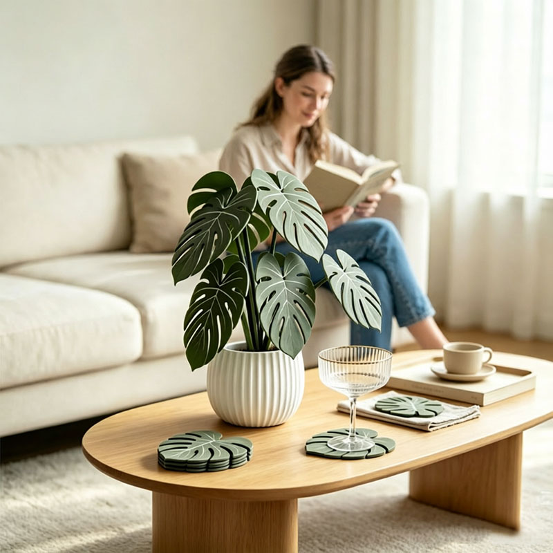 Monstera Leaf Coasters | 3D Printed, Non-Slip