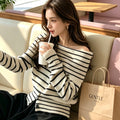 Off-Shoulder Striped Sweater | Women's Knitwear