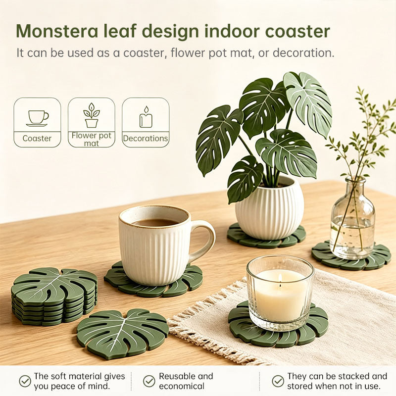 Monstera Leaf Coasters | 3D Printed, Non-Slip