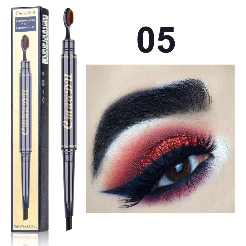 Double Eyebrow Pen with Brush Toothbrush Head Eyebrow waterproof Long Lasting Makeup