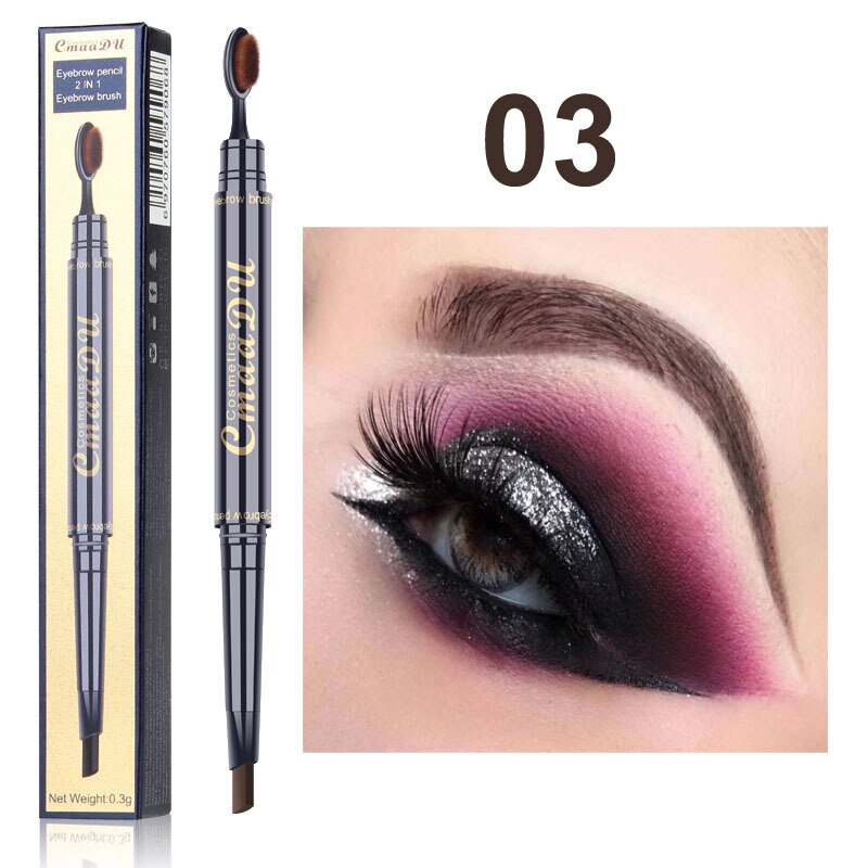 Double Eyebrow Pen with Brush Toothbrush Head Eyebrow waterproof Long Lasting Makeup