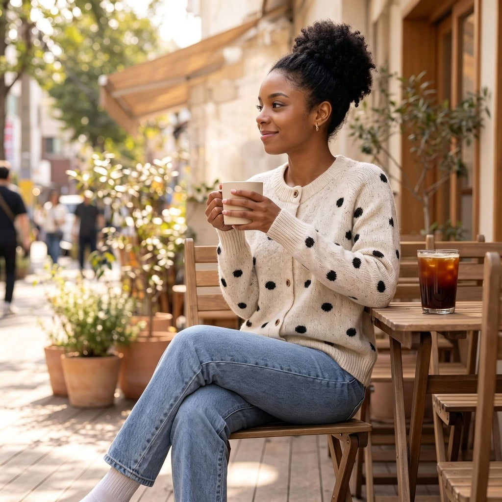 Polka Dot Round Neck Sweater | Women
