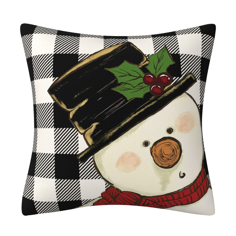 Christmas Snowman Pillow Cover, Big Red Snowman Printed Cushion Cover, Decorative Sofa Cover, Home Furnishings