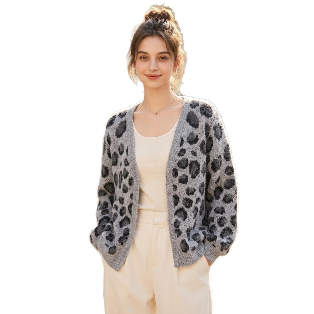 Leopard Print V-Neck Sweater | Women